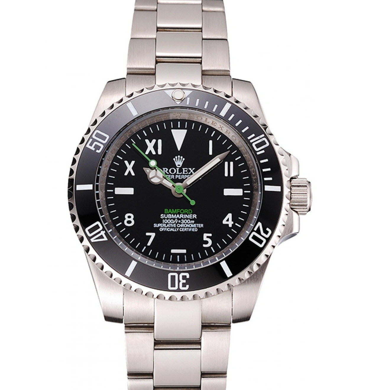 Aaa replica Dial Bezel Black Bamford Case Submariner Black With Steel Bracelet Rolex Roman Stainless Numerals And 1028